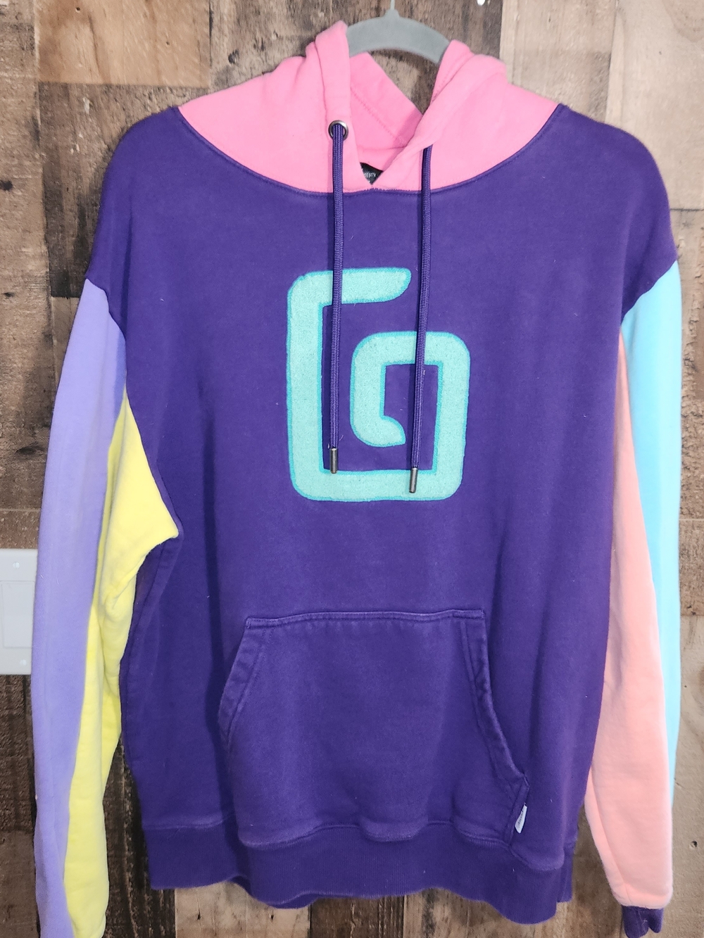 Colorblock Purple & Pink Hooded Sweatshirt